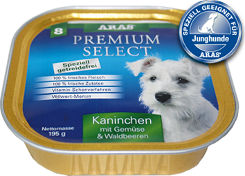 ARAS PREMIUM SELECT karma mokra dla psów 195 g KRÓLIK Z WARZYWAMI I DZIKIMI JAGODAMI *bez zbóż*